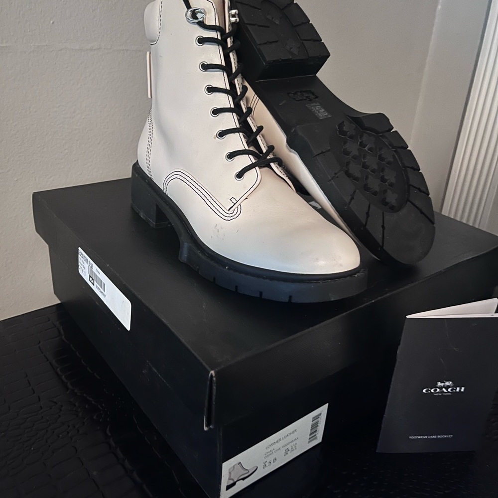 Coach white combat bootie size 8.5 - Picture 2 of 7